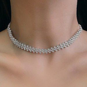 Rhinestone Crystal Choker Adjustable Necklace